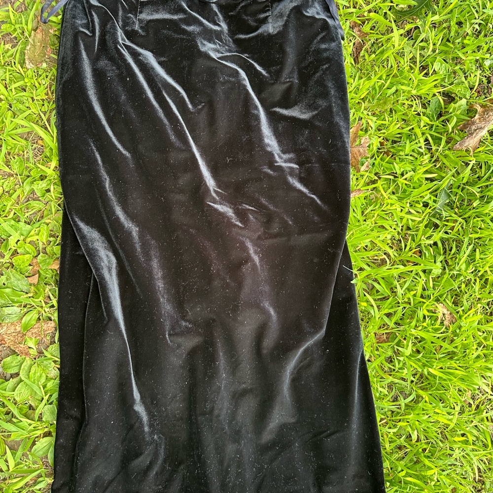 Ann Taylor Black Velvet Midi Skirt